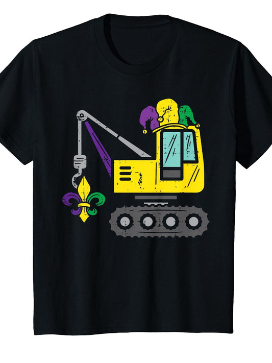 Kids Jester Crane Mardi Gras Cute Boys Kids Toddlers T-Shirt Carnival 180gsm Cotton Round Neck Short Sleeve Men Casual T-Shirt