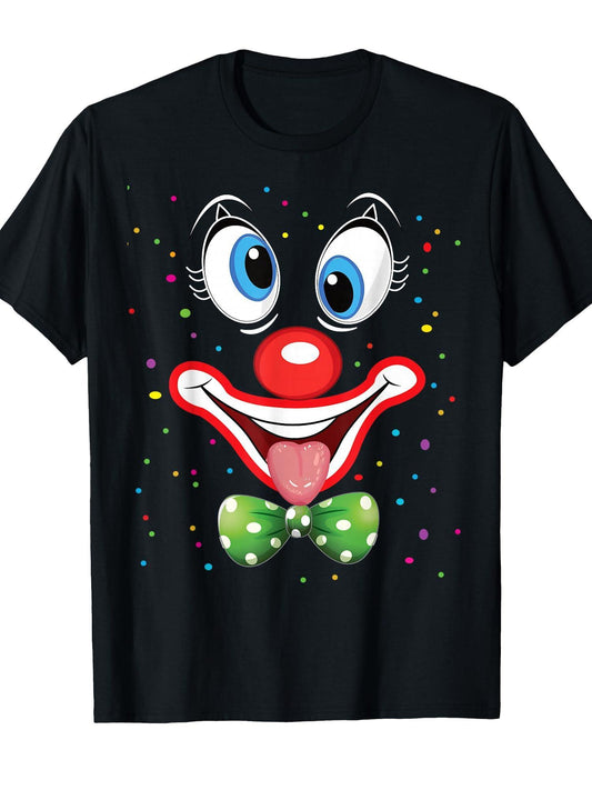Carnival Clown Face Circus Costume Kids Men Women Carnivals T-Shirt Carnival 180gsm Cotton Round Neck Short Sleeve Men Casual T-Shirt