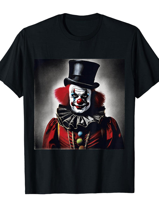 Sinister Evil Circus Clown Wicked Carnival Jester Design T-Shirt Carnival 180gsm Cotton Round Neck Short Sleeve Men Casual T-Shirt