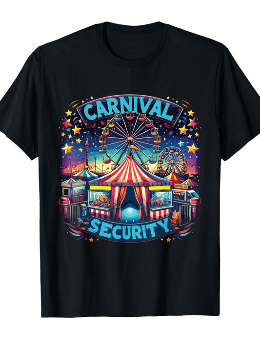 Funny Carnival Shirts Circus Party Crew Carnival Security T-Shirt Carnival 180gsm Cotton Round Neck Short Sleeve Men Casual T-Shirt