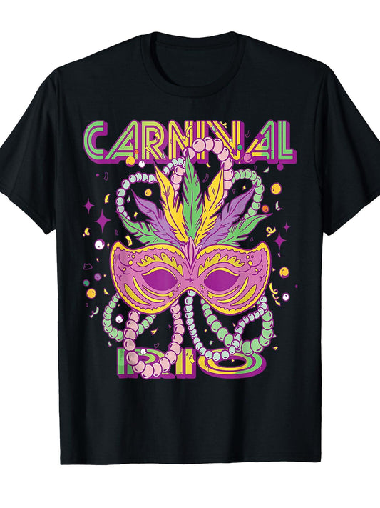 Carnival Costume Rio Brazil Souvenir Mardi Gras Men Women T-Shirt Carnival 180gsm Cotton Round Neck Short Sleeve Men Casual T-Shirt