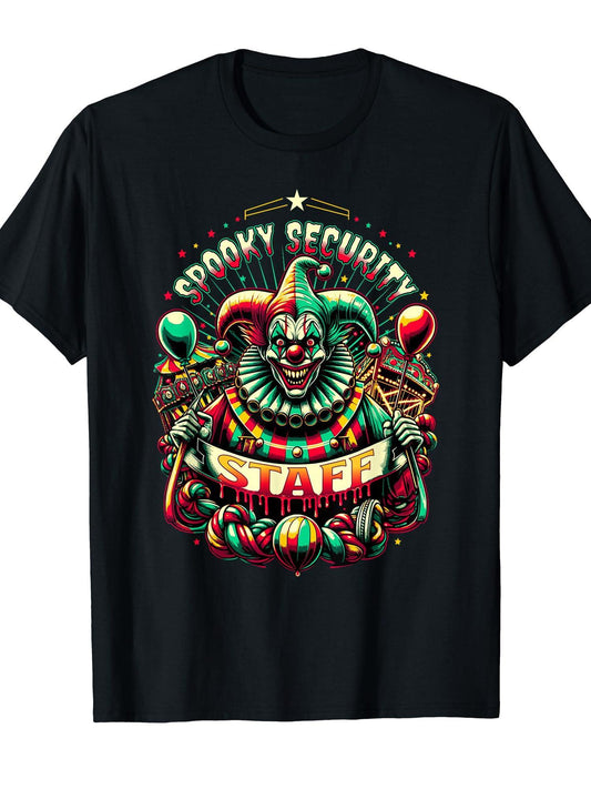 Funny Halloween Spooky Carnival and Circus Security T-Shirt Carnival 180gsm Cotton Round Neck Short Sleeve Men Casual T-Shirt