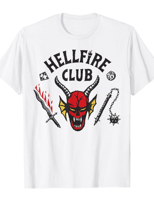 Stranger Things 4 Hellfire Club Logo T-Shirt Hellfire Club 180gsm Cotton Round Neck Short Sleeve Men Casual T-Shirt