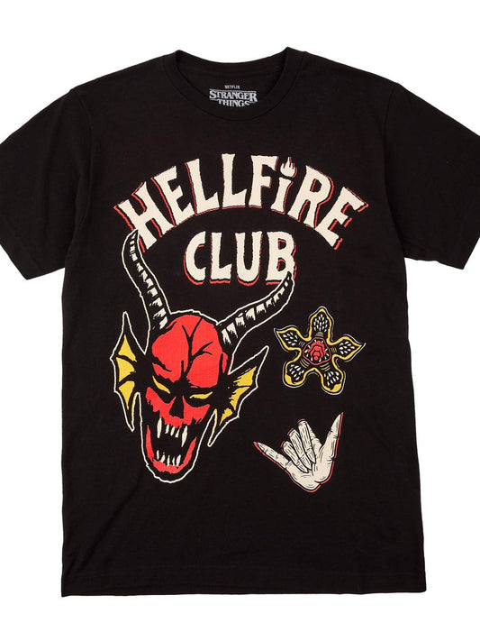 Stranger Things Hellfire Club Icons Men's Black Crew Neck Short Sleeve T-Shirt Hellfire Club 180gsm Cotton Round Neck Short Sleeve Men Casual T-Shirt