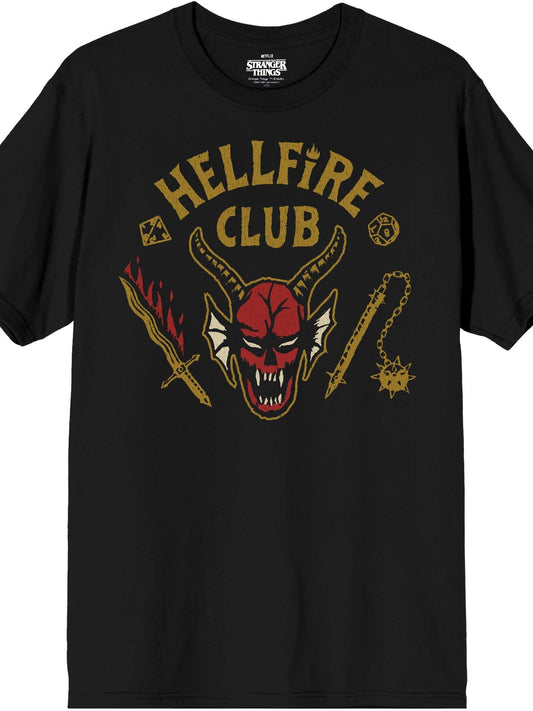Stranger Things Hellfire Club Classic Logo Adult Black Crew Neck Short Sleeve T-Shirt Hellfire Club 180gsm Cotton Round Neck Short Sleeve Men Casual T-Shirt