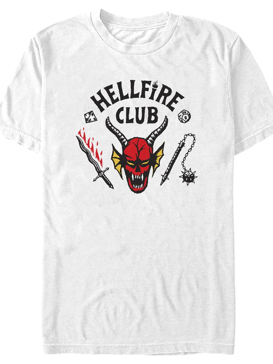 Fifth Sun Mens Stranger Things Hellfire Cut Young Men's Short Sleeve Tee ShirtT-Shirt Hellfire Club 180gsm Cotton Round Neck Short Sleeve Men Casual T-Shirt
