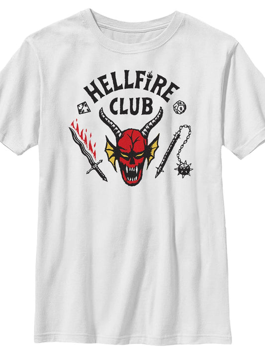 Boy's Stranger Things Welcome to The Hellfire Club T-Shirt Hellfire Club 180gsm Cotton Round Neck Short Sleeve Men Casual T-Shirt