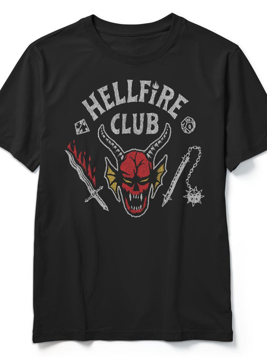 Boy's Stranger Things Hellfire Club Costume T-Shirt Hellfire Club 180gsm Cotton Round Neck Short Sleeve Men Casual T-Shirt