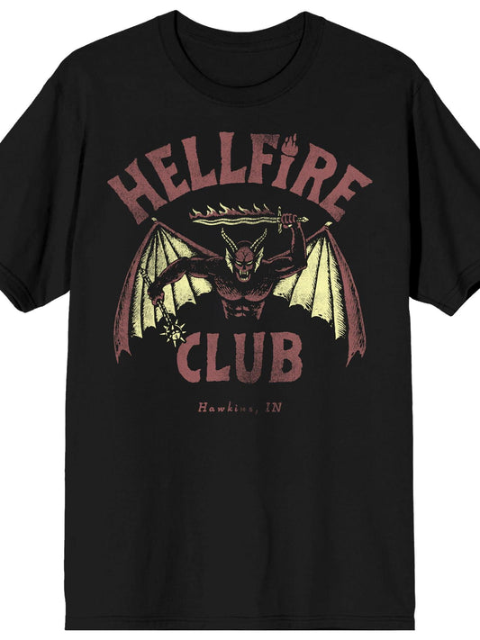 Stranger Things Hellfire Club Demon in Charge on Black Adult Crew Neck Short Sleeve T-Shirt Hellfire Club 180gsm Cotton Round Neck Short Sleeve Men Casual T-Shirt