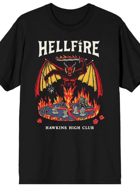 Stranger Things Hellfire Hawking High Club Men's Black Short Sleeve Tee Hellfire Club 180gsm Cotton Round Neck Short Sleeve Men Casual T-Shirt