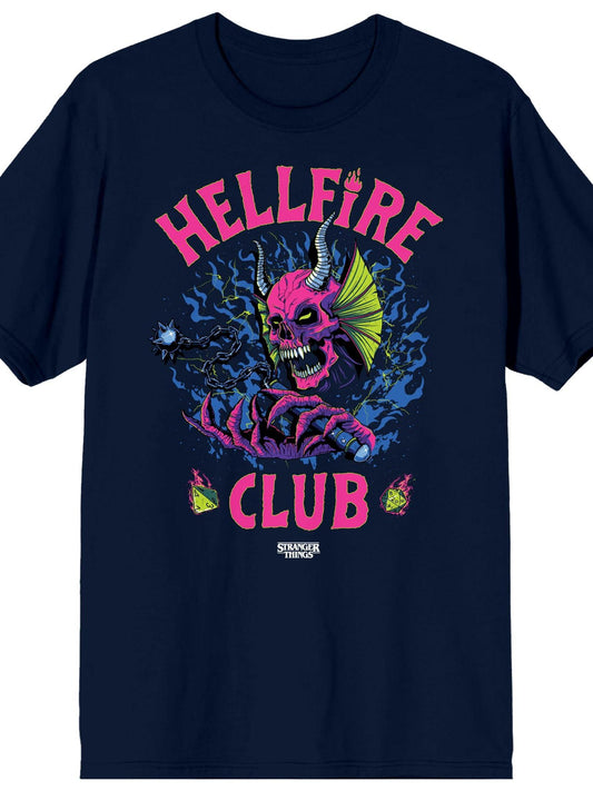 Stranger Things Hellfire Club Logo Men's Navy Blue Short Sleeve Tee Hellfire Club 180gsm Cotton Round Neck Short Sleeve Men Casual T-Shirt
