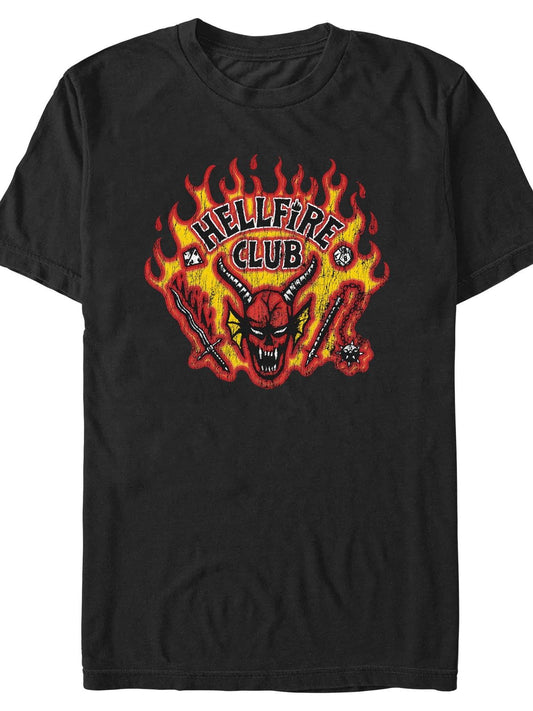Men's Stranger Things Retro Hellfire Club Logo T-Shirt Hellfire Club 180gsm Cotton Round Neck Short Sleeve Men Casual T-Shirt