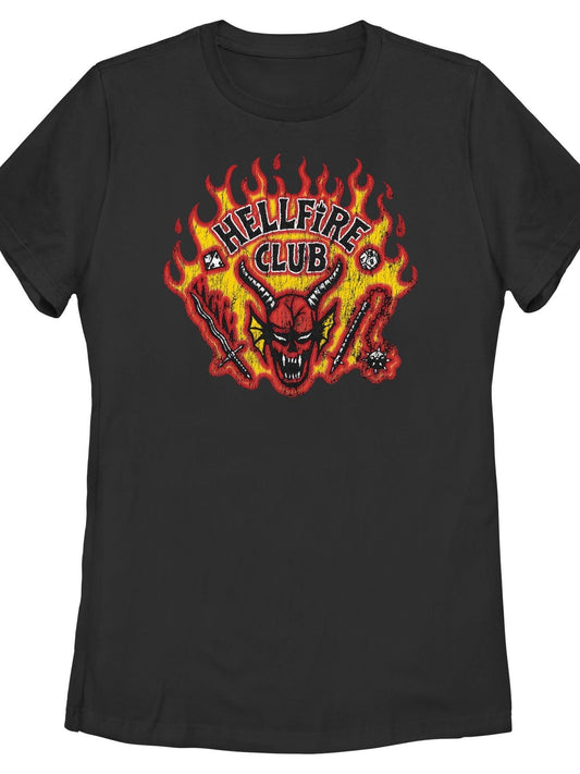 Women's Stranger Things Retro Hellfire Club Logo T-Shirt Hellfire Club 180gsm Cotton Round Neck Short Sleeve Men Casual T-Shirt