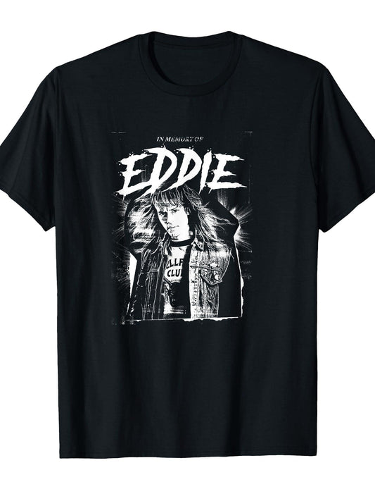 Stranger Things Hellfire Club Eddie Munson Memory T-Shirt Hellfire Club 180gsm Cotton Round Neck Short Sleeve Men Casual T-Shirt