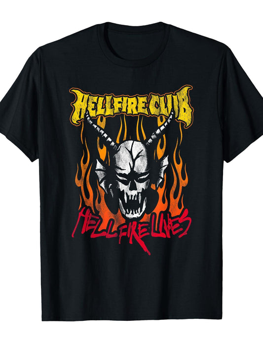 Stranger Things Hellfire Club Weapons Dice T-Shirt Hellfire Club 180gsm Cotton Round Neck Short Sleeve Men Casual T-Shirt