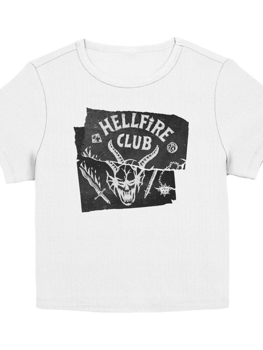 Junior's Stranger Things Hellfire Club Torn Sheet T-Shirt Hellfire Club 180gsm Cotton Round Neck Short Sleeve Men Casual T-Shirt