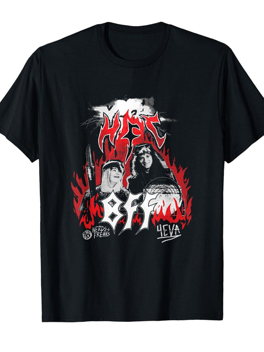 Stranger Things Dustin & Eddie BFF 4EVA Hellfire Club Retro T-Shirt Hellfire Club 180gsm Cotton Round Neck Short Sleeve Men Casual T-Shirt