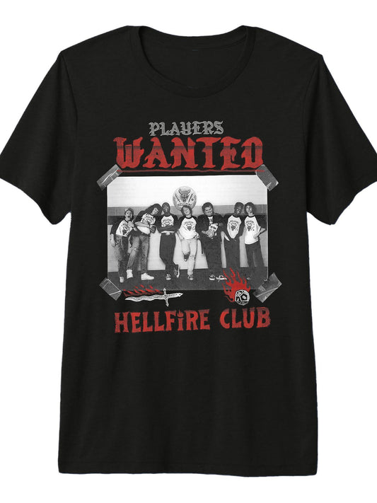 Stranger Things Hellfire Club Eddie Dustin Players Wanted Premium Tri-Blend T-Shirt Hellfire Club 180gsm Cotton Round Neck Short Sleeve Men Casual T-Shirt