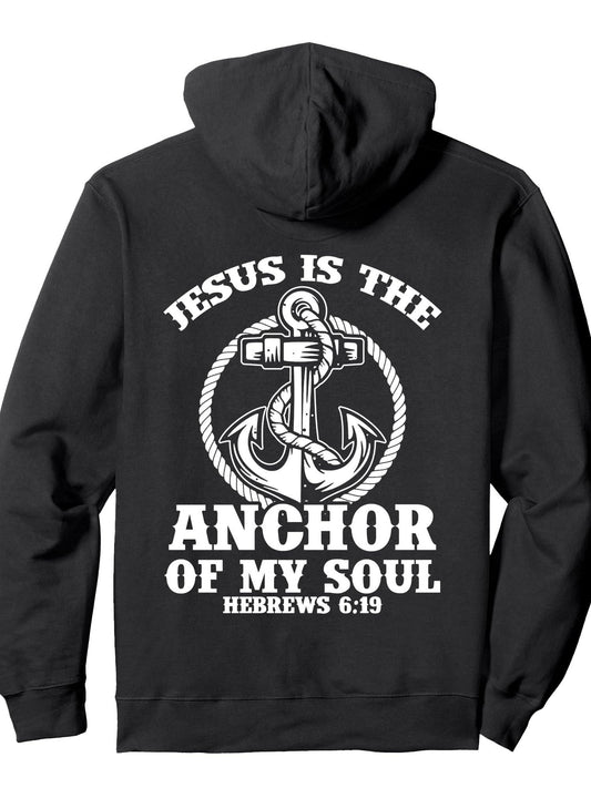 Jesus Is The Anchor Of My Soul Pullover Hoodie Anchor Black 250gsm Cotton Long Sleeve Men Casual Hoodie