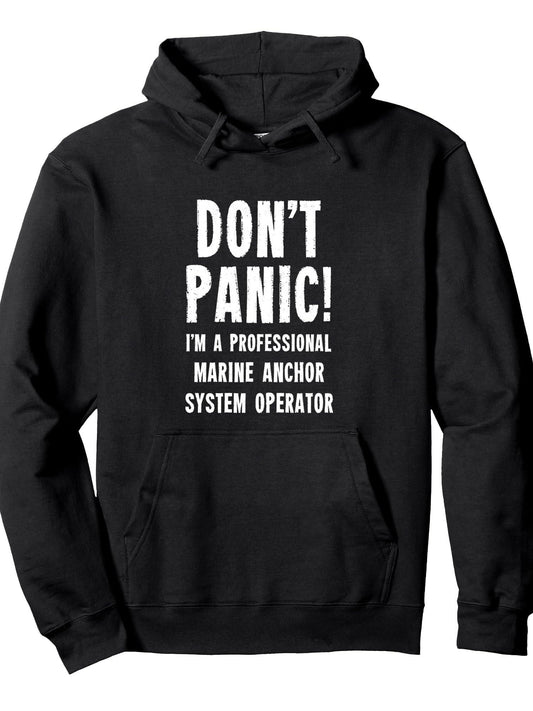 Marine Anchor System Operator Pullover Hoodie Anchor Black 250gsm Cotton Long Sleeve Men Casual Hoodie